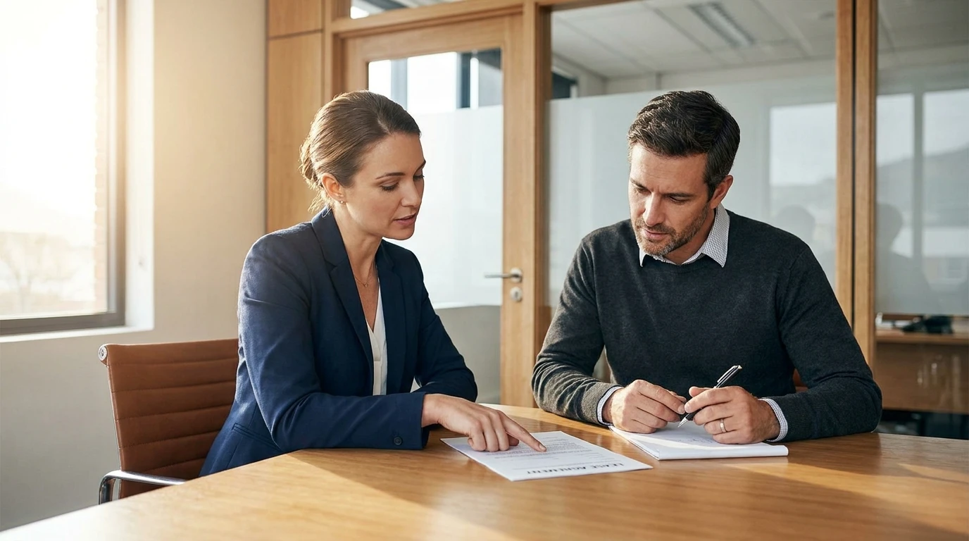Gemeinsame Vertragsbesprechung am Besprechungstisch