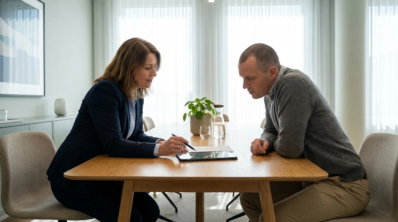 Makler und Klient besprechen die Umlagevereinbarung